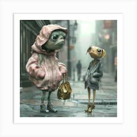 The Tiny Dog and the Giant Turtle Art Print