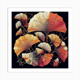 Geometric Art Tropical leaves of ginkgo biloba 7 Art Print