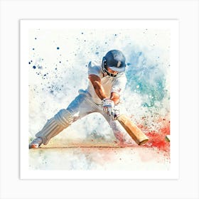 Cricket Player In Action 5 Art Print