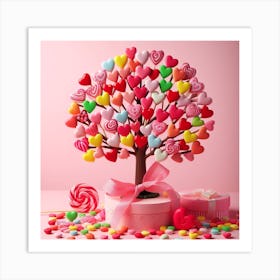 Candy hearts tree in Valentines day 3 Art Print