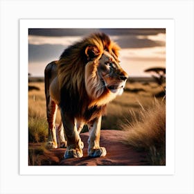 Lion In The Savannah 19 Art Print