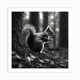Black And White Squirrel 2 Art Print