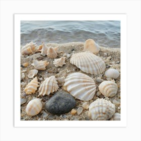 Assortment Of Seashells On Sandy Ocean Floor (1) Art Print