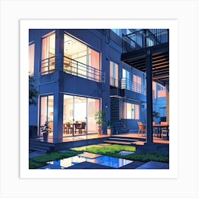 House At Night 1 Art Print