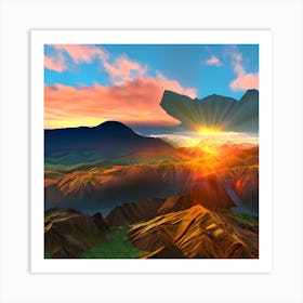 Sunset In The Mountains 2 Art Print