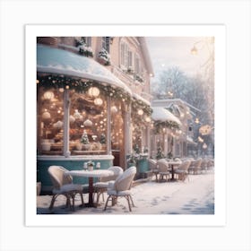 Whimsical Winter Cafe 1 Art Print