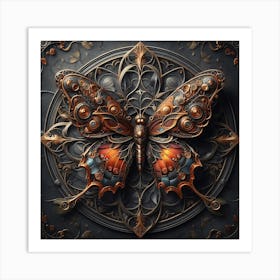 Antique Metallic Steampunk Butterfly II Art Print