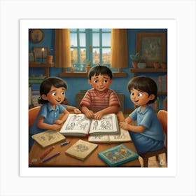 dibuja el cuento de los 3 chanchitos 1 Art Print