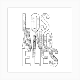 Los Angeles Street Map Typography Square Art Print