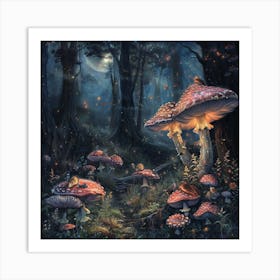 Mushrooms In The Forest 2 Art Print