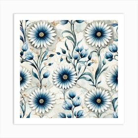 Blue Daisies Art Print