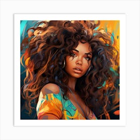 Portrait Of A Girl With Curly Hair Art Print