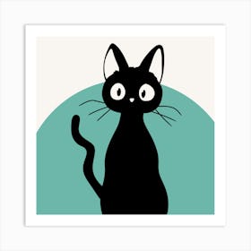 Black Cat Cute Anime Hand Drawing Illustration Art Print