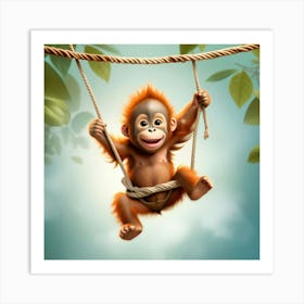 A playful baby orangutan Art Print