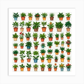 Houseplants In Pots Art Print