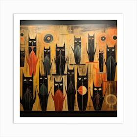 Cats families, attractive watercolors 1 Art Print