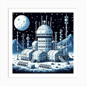 8-bit lunar base Art Print