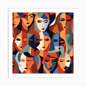 Abstract Women'S Faces Art Print