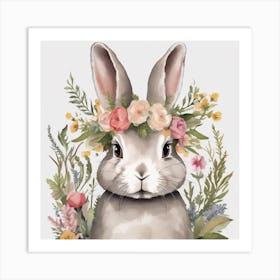 Bunny With Flowers 1 Art Print