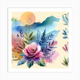 Watercolor Roses 8 Art Print