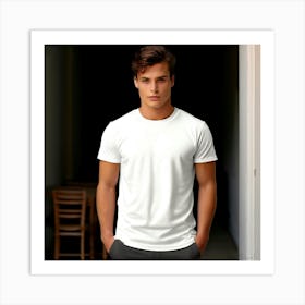 Mock Up Tshirt Blank Plain Cotton Unprinted Simple Minimalist Canvas Customizable Basic (10) Art Print