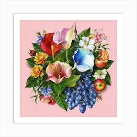 Watercolor paper flowers 2 Art Print