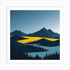 Landscape With Mountains And Trees Art Print