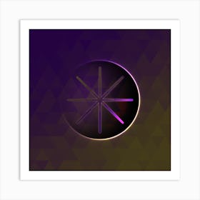 Geometric Neon Glyph Abstract on Jewel Tone Triangle Pattern 251 Art Print