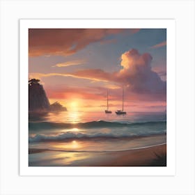 Sunset On The Beach Art Print