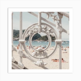 Sunny Beach Day St Sebastian, Spain Square Art Print