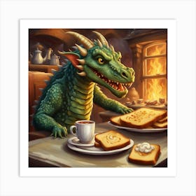 Dragon At The Table Art Print