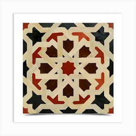 Black Brown White Moroccan Mosaic Art Print