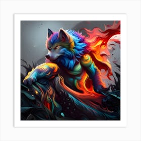 Colorful Wolf 2 Art Print