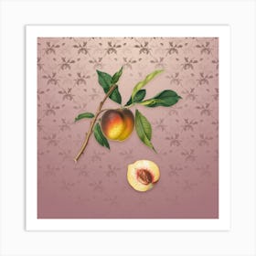 Vintage Peach Botanical on Dusty Pink Pattern n.0033 Art Print