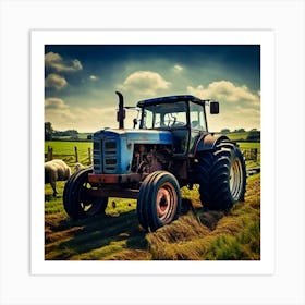 Old Tractor In A Field Art Print