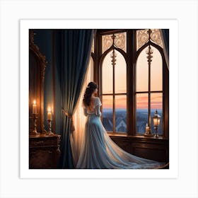 Lady By The Window Art Print