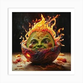 Pumpkin On Fire Art Print