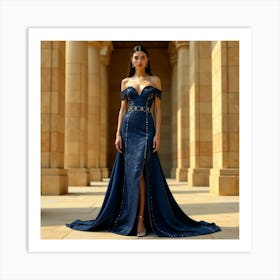 Blue Evening Gown 4 Art Print