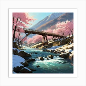 Cherry Blossom Bridge Art Print