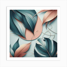 Aesthetic style, Abstraction with tropical leaf 1 Art Print