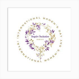 International Women's Day March 8 Female Floral Sign Art Print