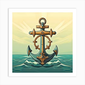 Anchor In The Sea Art Print