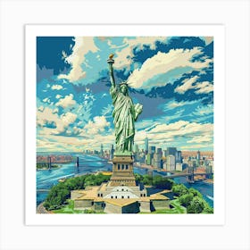 A Statue Of Liberty In New York Lofi Illustratio 1719922656 3 Art Print