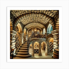 An Aquaduct Inspired Wine Cellar In A Unique Resta Art Print