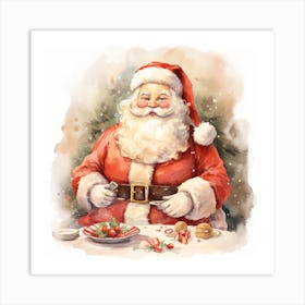 Santa Claus Eats Cake Art Print