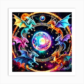 Dragons In Space Art Print