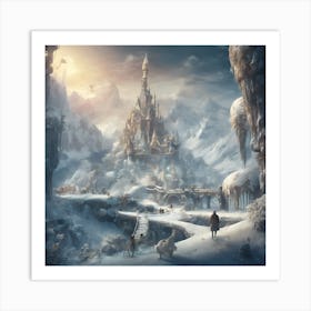 Winter Wonder World castle Art Print