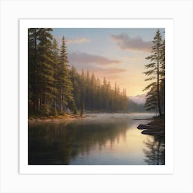 Sunrise Over A Lake Art Print