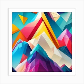 Colourful Abstract Mountains Painting 1 Art Print