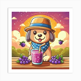 Dog With A Smoothie 1 Art Print